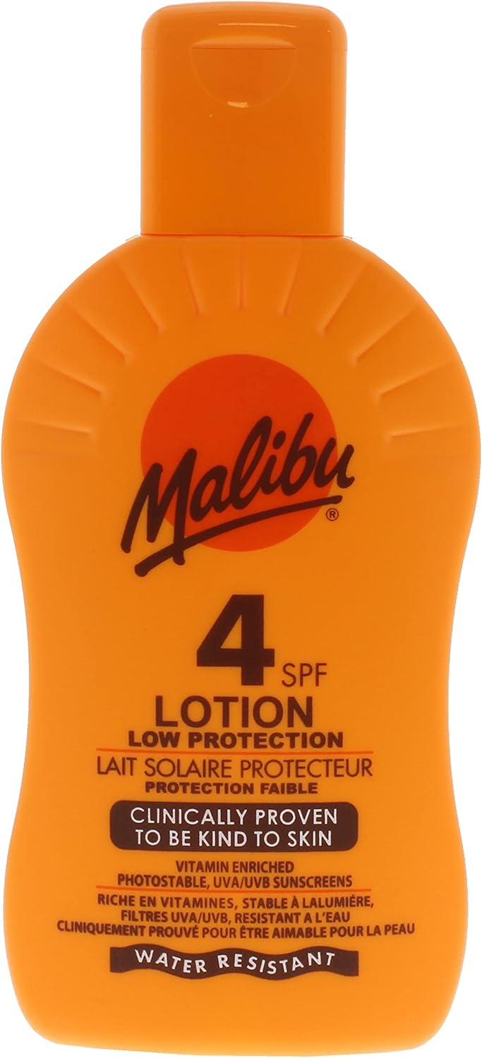 Malibu Low Protection Water Resistant Vitamin Enriched SPF 4 Sun-Screen Lotion, 200ml