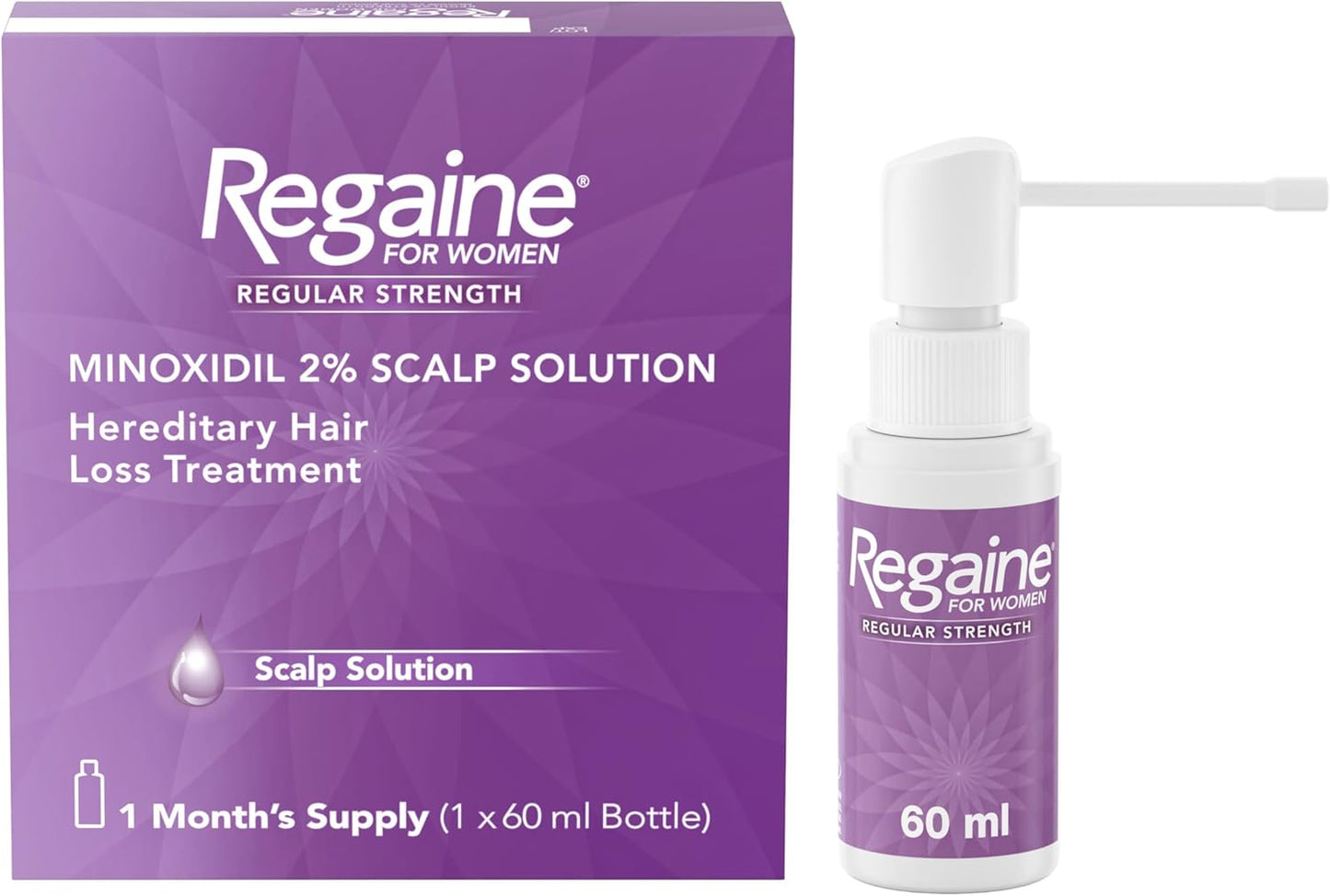 Regaine for Women Regular Strength Scalp Solution (1x 60ml bottle), Hair Regrowth Treatment for Hereditary Hair Loss, Female Hair Loss Solution with 2% Minoxidil