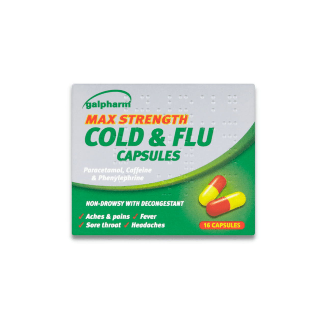Galpharm Max Strength Cold & Flu Capsules (16 Pack) - Non-Drowsy