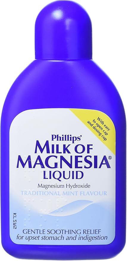 Phillips' Milk of Magnesia Mint Liquid (200ml) - For Indigestion & Constipation Relief