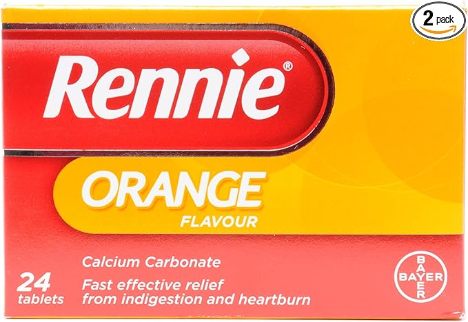 Rennie Orange Chewable Tablets (24 Pack) - Fast Heartburn & Indigestion Relief