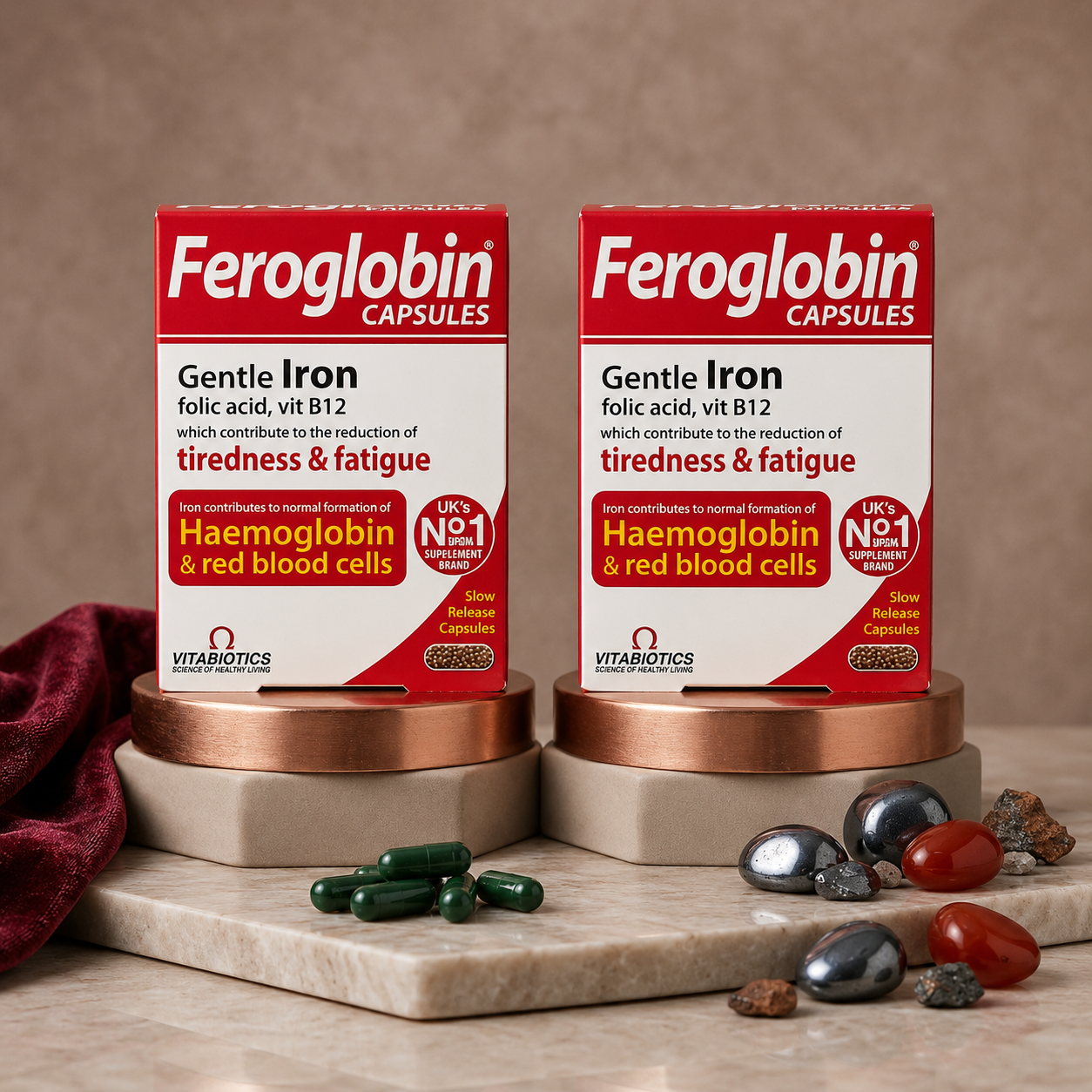 Vitabiotics Feroglobin Original 30 Capsules – Iron Supplement Energy Support