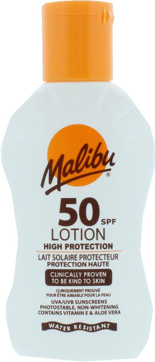 Malibu Sun SPF 50 Lotion, High Protection Sun Cream, Water Resistant, Vitamin E and Aloe Vera Enriched, 200ml