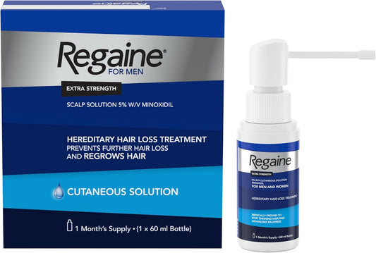 Regaine for Men Extra Strength Scalp Solution for Hair Regrowth (1x 60ml), Male Hair Loss Treatment with 5% Minoxidil, Cutaneous Solution (Pack of 2)