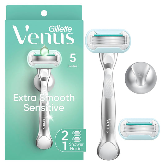 Gillette Venus Deluxe Smooth Swirl Razor Blades Women, Venus Razors for Women Refill, Pack of 3 Razor Blade Refills, Lubrastrip with A Touch of Vitamin E