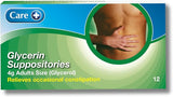 Care Glycerin Suppositories 4g (12 Pack) - For Fast Constipation Relief