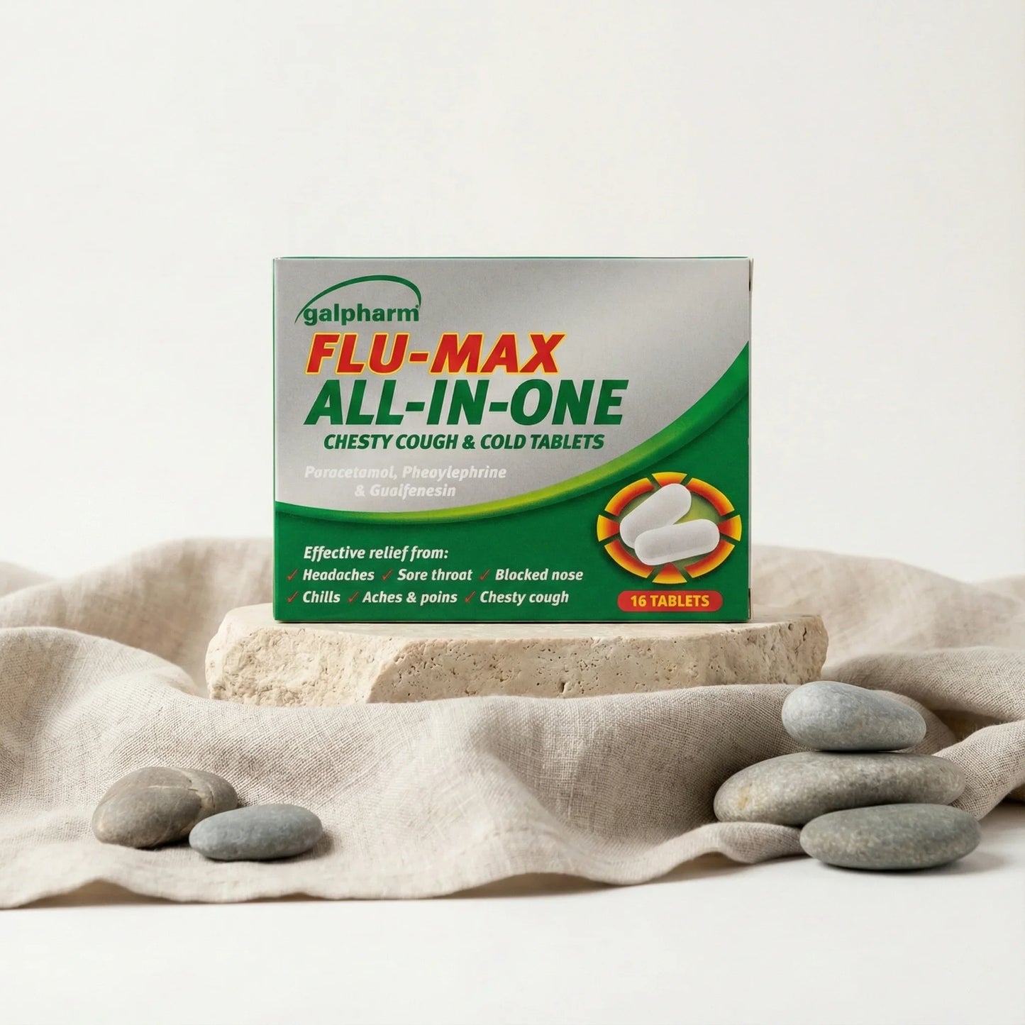 Galpharm Flu Max All-in-One Cold & Cough Tablets (16 Tabs)