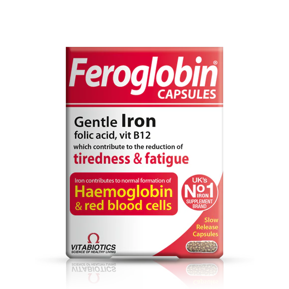 Vitabiotics Feroglobin Original 30 Capsules – Iron Supplement Energy Support