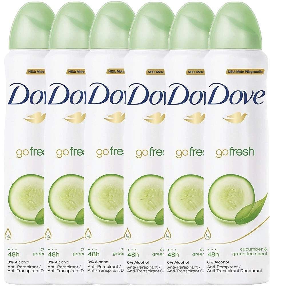 6x Dove Go Fresh Cucumber & Green Tea Deo Deodorant Spray 250ml 48h!